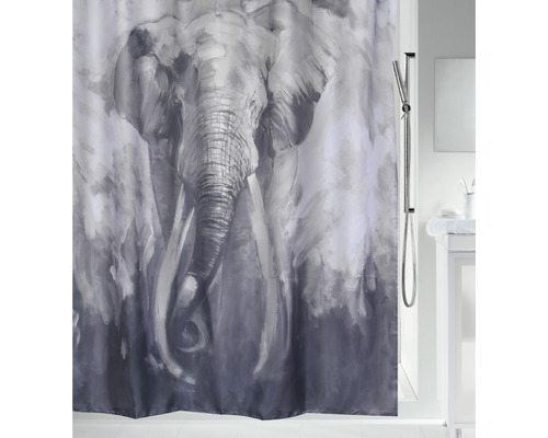 Rideau de douche avec motif d''éléphant dans la salle de bain
