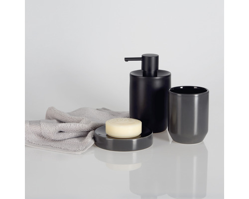 Set de salle de bain avec distributeur de savon, porte-savon, savon, gobelet et serviette