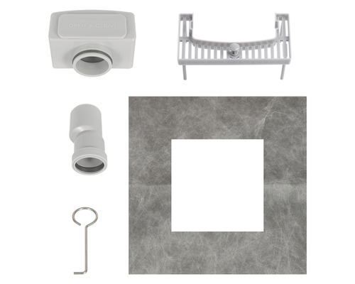 Kit complet de siphon de douche avec siphon, cadre de montage, siphon anti-odeur et crochet de montage