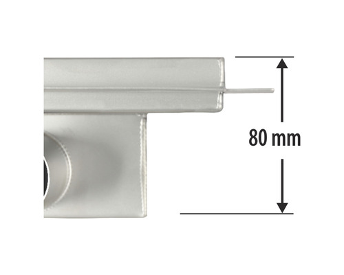 Vue détaillée d''un produit métallique avec une dimension de 80 millimètres