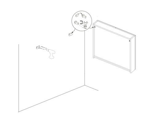 Illustration einer Wandanbringung eines Schranks