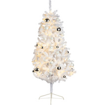 Weihnachtsbaum mit Beleuchtung und Weihnachtskugeln