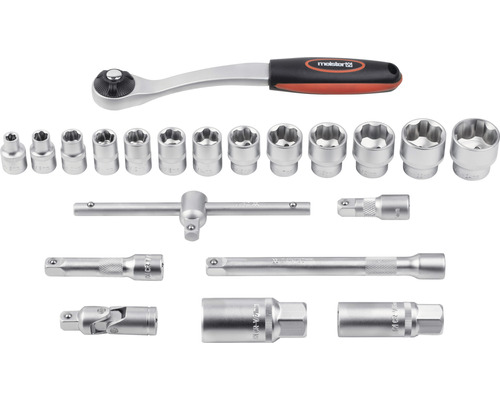 Steckschlüsselsatz mit Ratsche, Verlängerungen und Einsätzen
