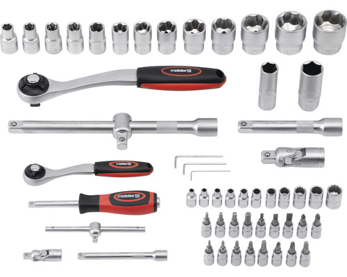 Meister Steckschlüsselsatz mit Ratschen, Verlängerungen, Bits und Nüssen