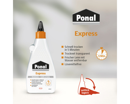 Ponal Express Holzleim in einer weißen Flasche