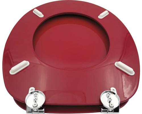 Roter WC-Sitz mit Befestigungsmaterial