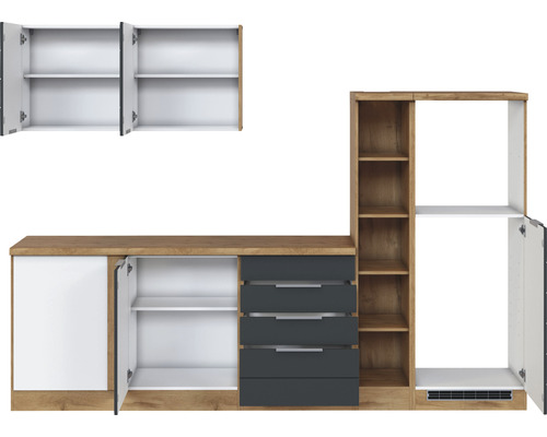 Meuble de cuisine avec armoire, tiroirs et étagères