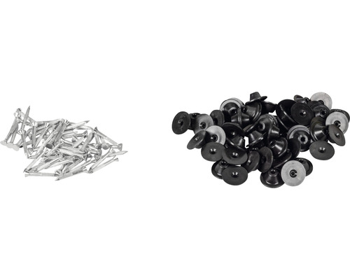 Nägel und Rosetten zur Befestigung von Dämmstoffen