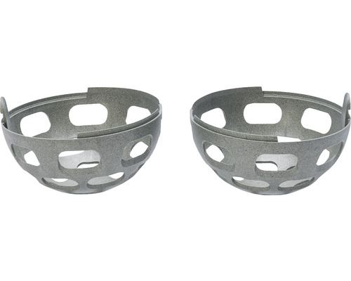 Zwei schalenförmige Pflanzgefäße mit Aussparungen