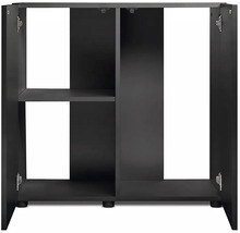 Meuble aquarium noir avec espace de rangement et deux portes