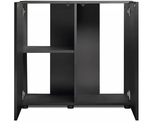 Meuble aquarium noir avec espace de rangement et deux portes