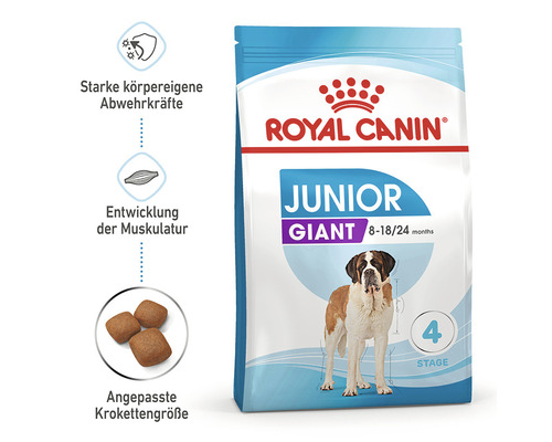 Verpackung Royal Canin Junior Giant Hundefutter für Hunde von 8 bis 24 Monaten