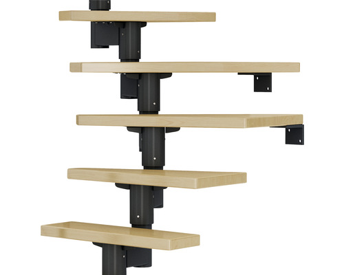 Raumspartreppe mit Holzstufen und Stahlkonstruktion