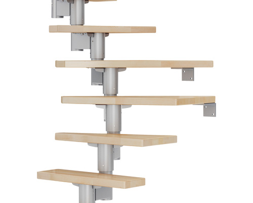 Escalier gain de place avec marches en bois et structure en acier