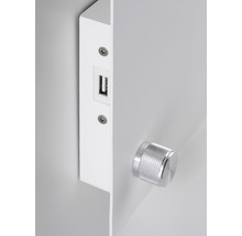 Vue détaillée d''une armoire avec port USB et bouton rotatif