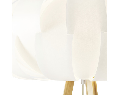 Stehleuchte mit Papierschirm und Holzfuß