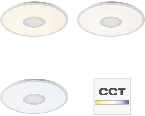 Mehrere LED Deckenleuchten mit verschiedenen Farbtemperaturen und CCT Symbol
