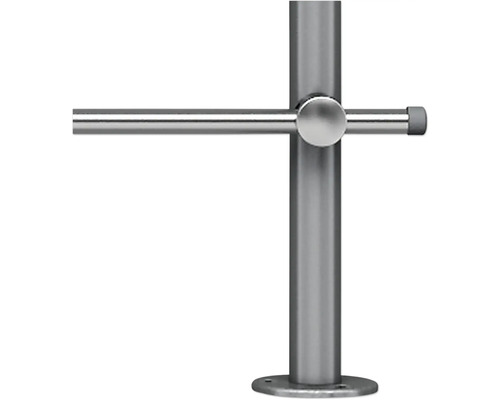 Poteau de balustrade en acier inoxydable avec traverse et fixation au sol