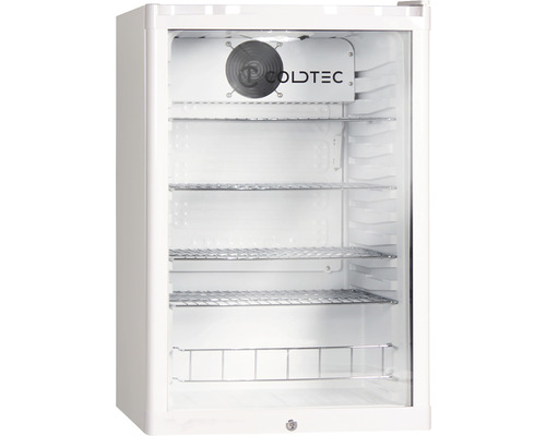 Réfrigérateur professionnel avec façade en verre et plusieurs étagères