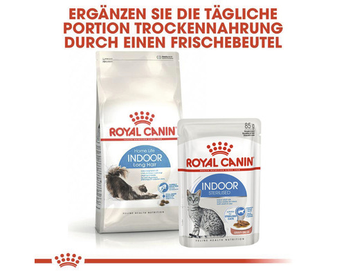 Royal Canin Logo. Trockenfutter und Frischbeutel für Hauskatzen.