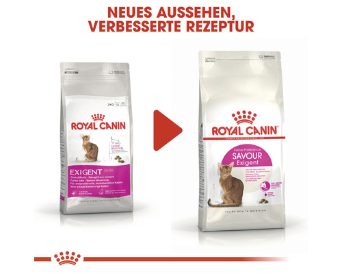 Zwei Packungen Royal Canin Exigent Katzenfutter mit neuer Rezeptur