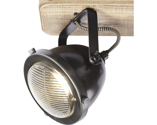 Plafonnier avec projecteur en métal et bois