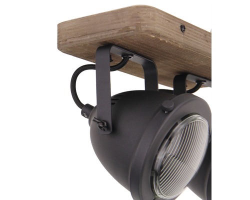 Deckenleuchte mit Holz und Spots