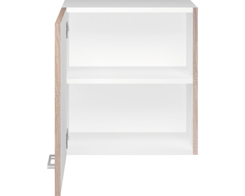 Armoire murale ouverte avec deux étagères