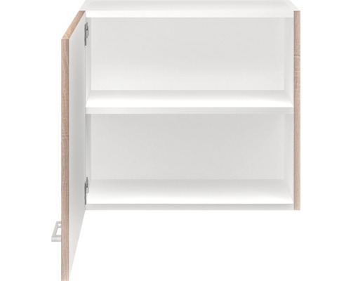 Armoire murale ouverte avec deux étagères