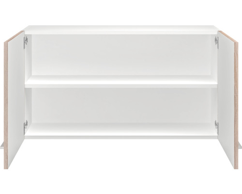 Armoire murale ouverte avec deux étagères