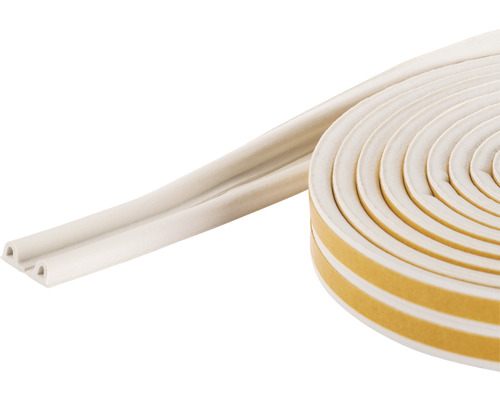 fix-o-moll P-Profildichtung selbstklebend weiss 6 m 5,5 x 9 mm Dichtband auf Rolle mit Klebestreifen zur Abdichtung von Fenstern und Türen