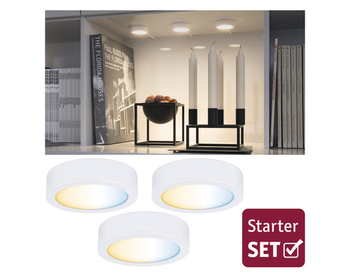 Schrankbeleuchtung Starter Set mit drei runden LED-Leuchten