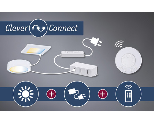Clever Connect Beleuchtungssystem mit LED Spots, Steuereinheit und Fernbedienung