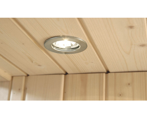 Eingebaute Deckenleuchte in Holzdecke