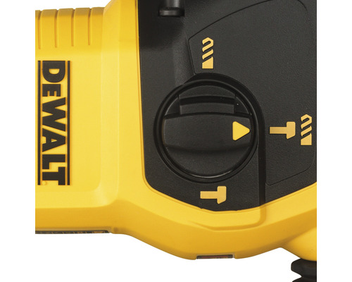 Vue détaillée d''un marteau perforateur avec sélecteur de fonctions et logo DeWalt