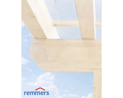 Construction en bois avec bois profilé et logo Remmers