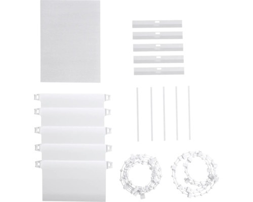 Pièces de rechange pour stores verticaux : bandes de tissu, plaques de lestage, tiges d''orientation et chaînes