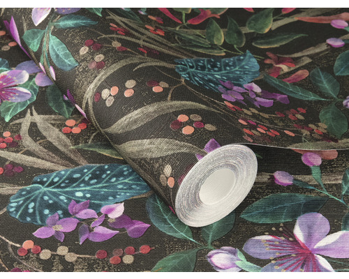 Rouleau de papier peint avec motif de fleurs et de feuilles