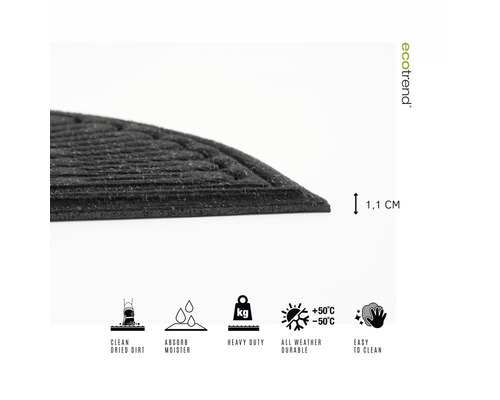 Paillasson avec les caractéristiques suivantes : nettoie la saleté sèche, absorbe l''humidité, résistant, résistant aux intempéries et facile à nettoyer