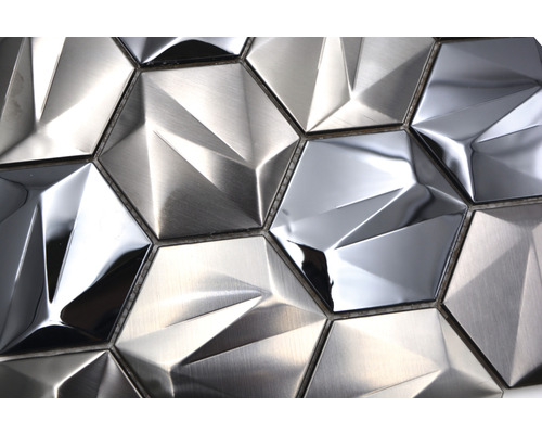 Carreaux de mosaïque métallique avec motif hexagonal 3D