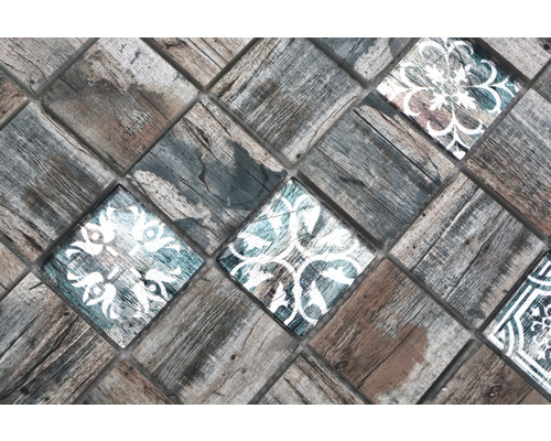 Carreaux de mosaïque avec aspect bois et ornements