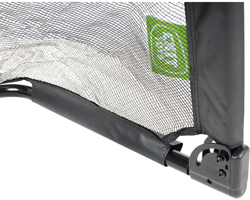 Vue détaillée d''un lit parapluie avec filet et logo EXIT