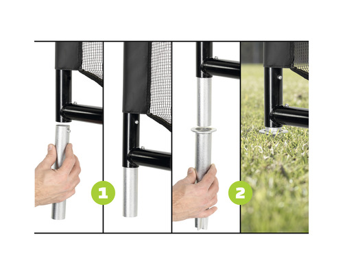Instructions pour le montage d''un trampoline avec filet de sécurité