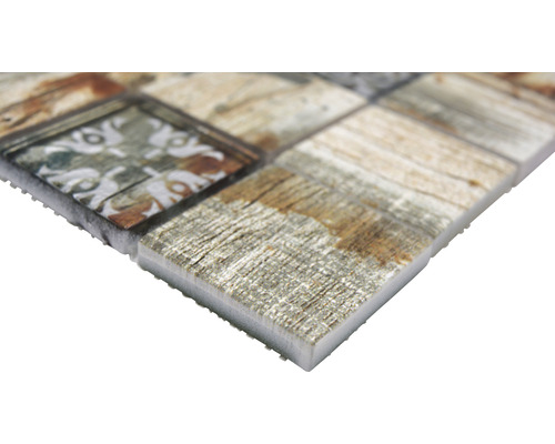 Mosaïque avec motif bois et motifs