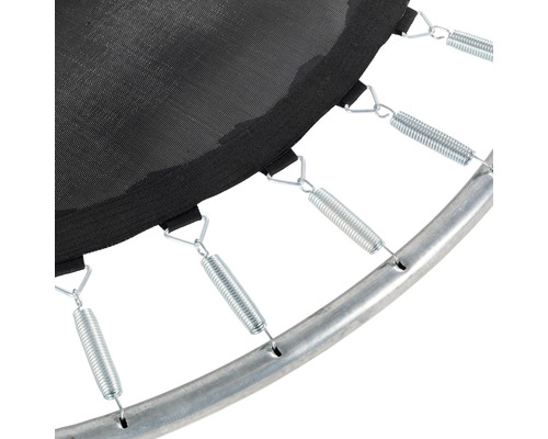 Vue détaillée du système de ressorts et du cadre du trampoline