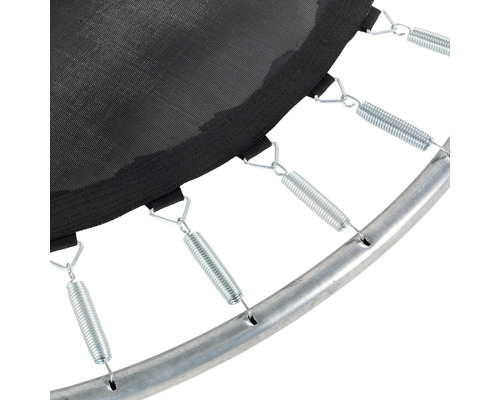 Detailaufnahme von Federn, Rahmen und Sprungtuch eines Trampolins
