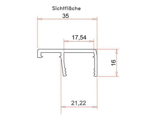 Technische Zeichnung eines Profils mit Maßangaben