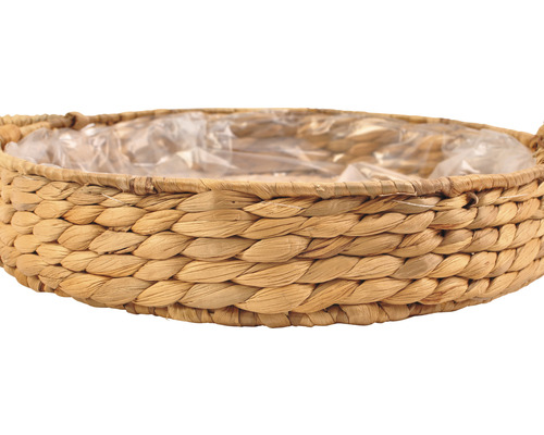 Runde Pflanzschale aus Wasserhyazinthe mit Folie