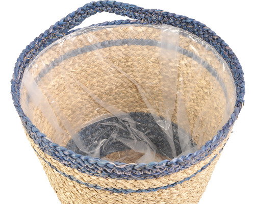 Panier à fleurs en fibres végétales avec insert en plastique