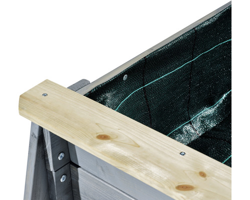 Vue détaillée d''un potager surélevé avec un voile de protection